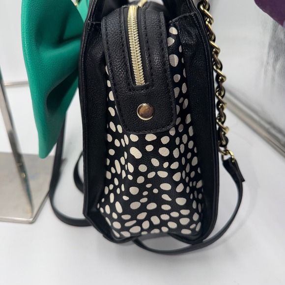 Betsey Johnson Black Teal Green Bow Satchel Polka Dot Crossbody Handbag - Picture 4 of 9